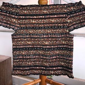 Cute off the shoulder crop top.